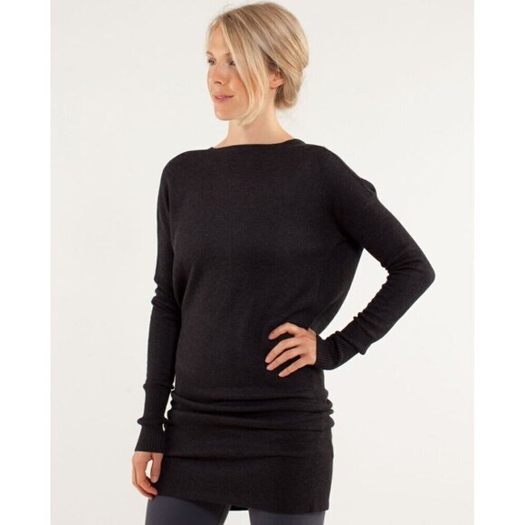 Lululemon Serenity Sweater Wrap Tunic Dress 6 Gray Reversible Cowl Neck W3408S - Picture 6 of 12